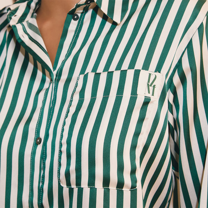 Chemise satinée à rayures monogrammée - Etam x Les Deux Magots