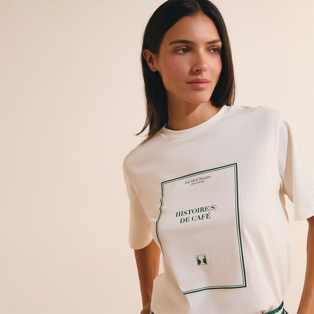 Cotton T-shirt "Histoire(s) de café"- Etam x Les Deux Magots