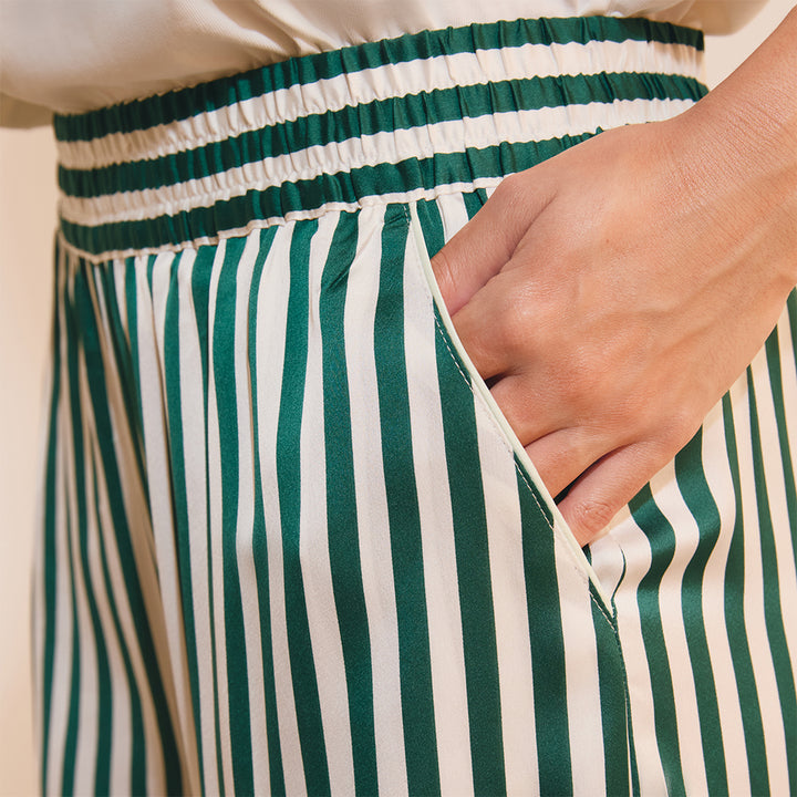 Pantalon satiné à rayures - Etam x Les Deux Magots