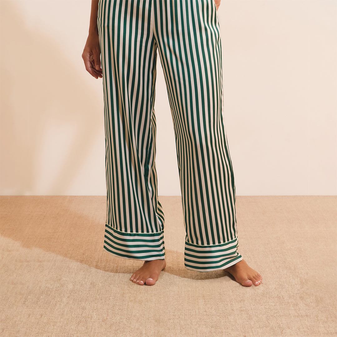 Pantalon satiné à rayures - Etam x Les Deux Magots