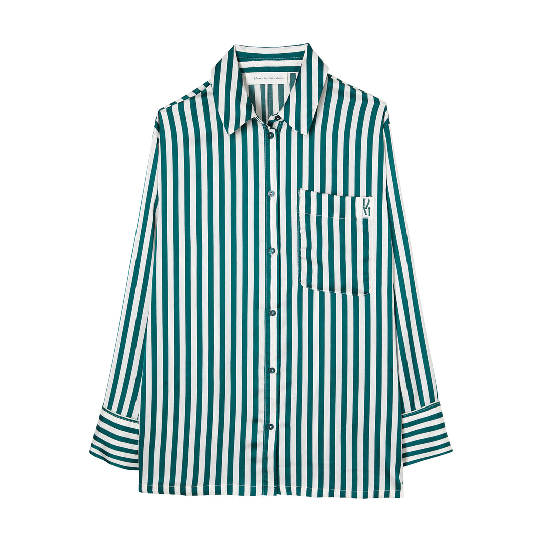 Chemise satinée à rayures monogrammée - Etam x Les Deux Magots